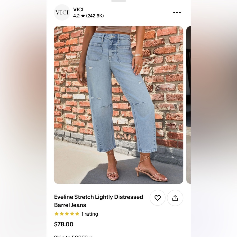NEW VICI Distressed BARREL Leg Jeans